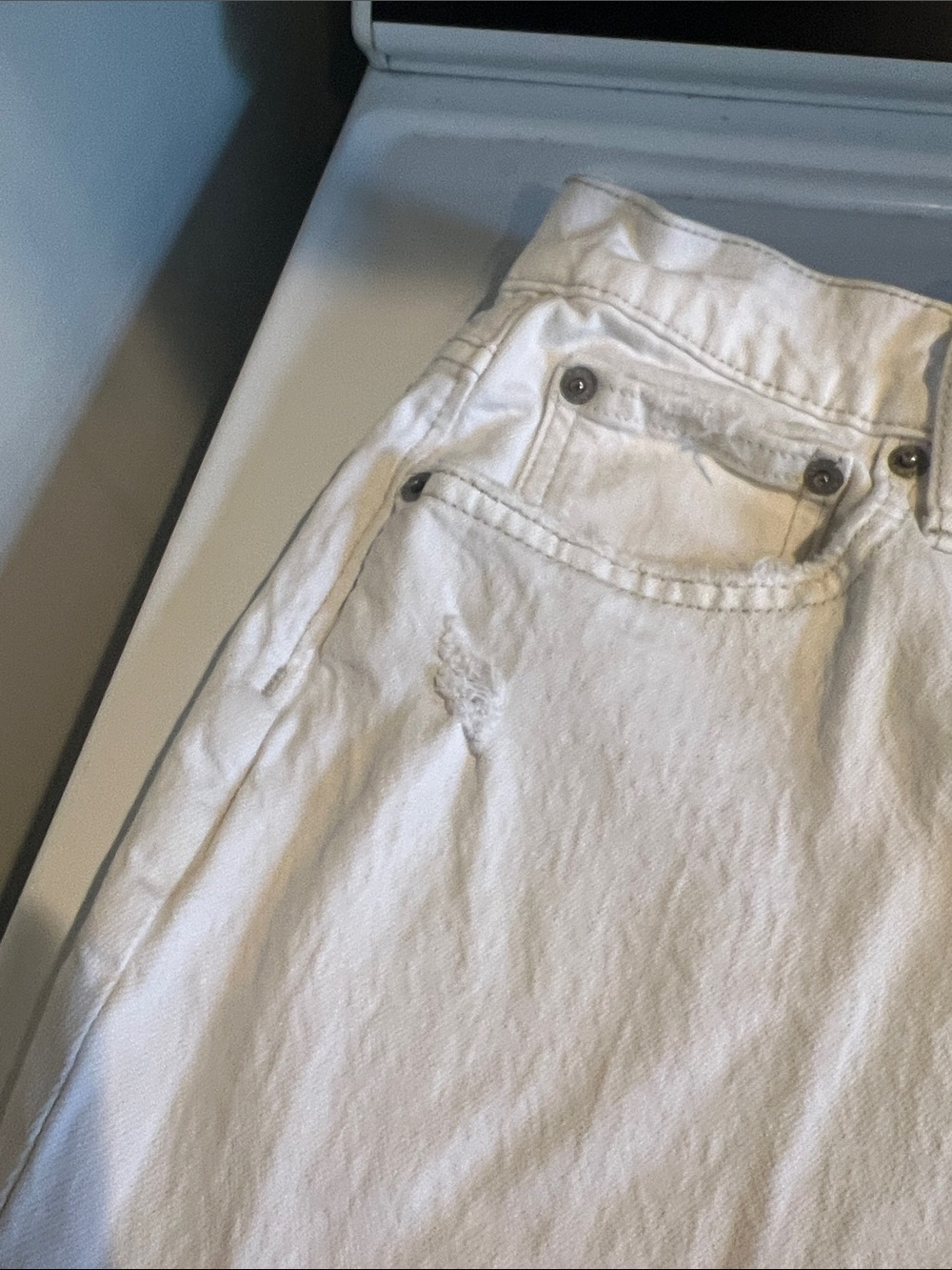 J. Crew High Rise Straight White Button-Fly Jeans - Picture 5 of 5